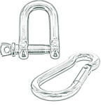 Scherglieder, Schäkel, Karabiner